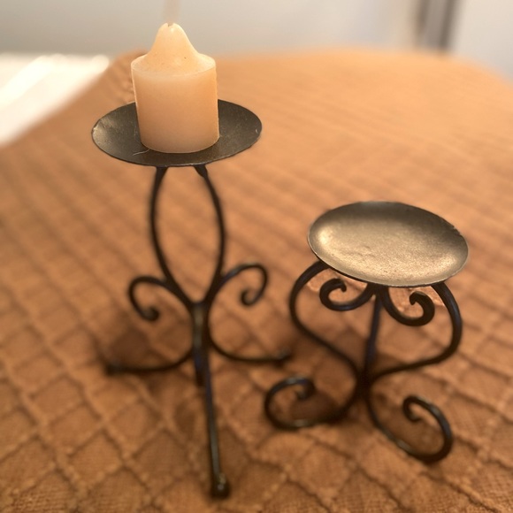 Unique Vintage Candle Holder Stands Industrial Metal Style - Picture 2 of 4